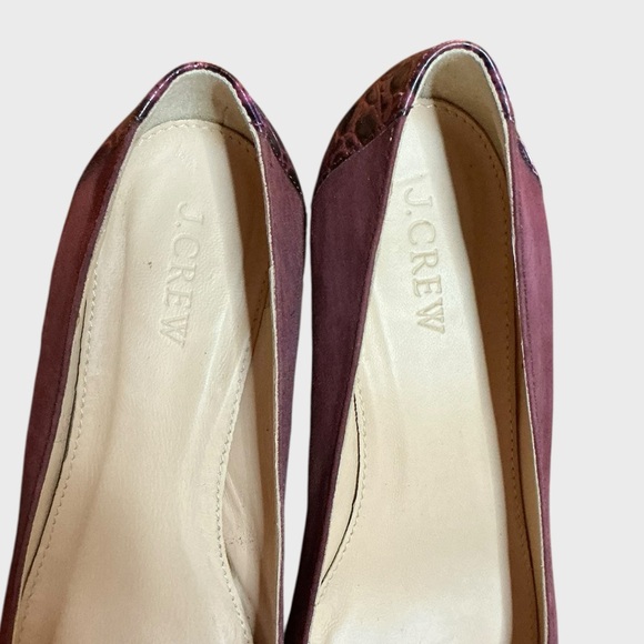 J.Crew Evelyn Croc Embossed Block Heel Suede Pumps - Picture 8 of 9
